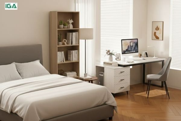 bố trí bàn làm việc trong phòng ngủ
