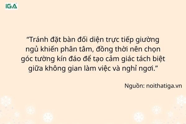 bố trí bàn làm việc trong phòng ngủ