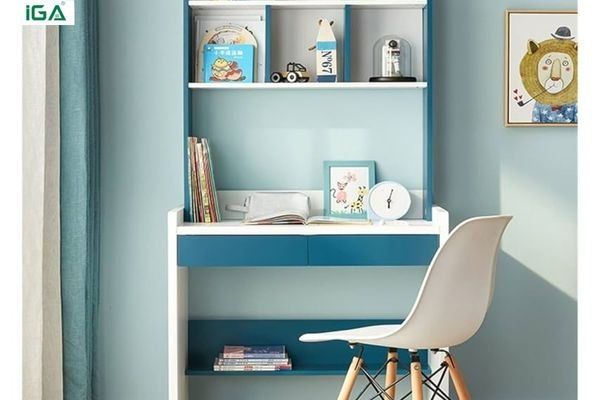 Những mẫu bàn học đẹp nhất - Bàn màu xanh ưu thích của trẻ tiểu học