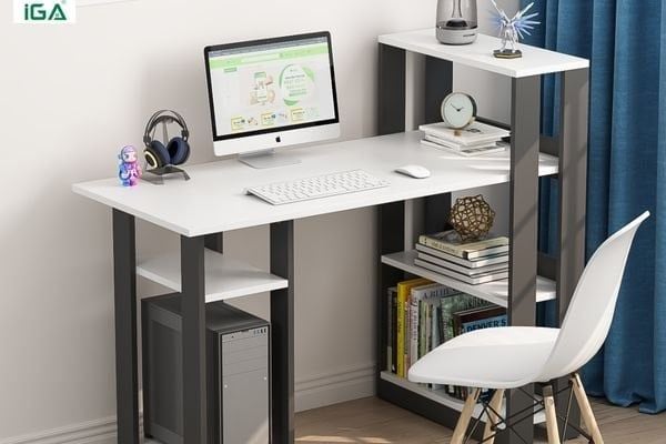 Bàn học có kệ sách bằng gỗ tiện dụng với nhiều công năng