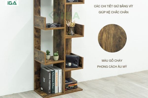 Giá lưu trữ sách hình cây màu gỗ cháy