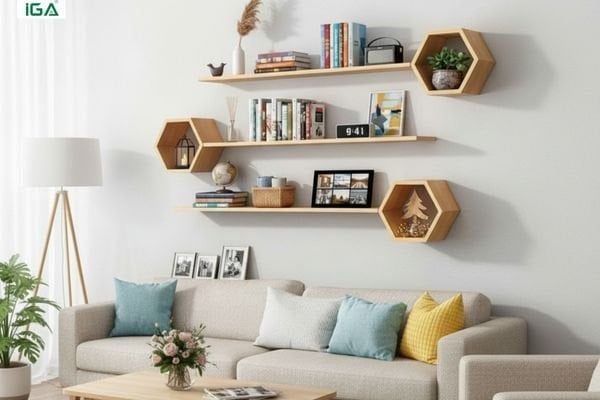 Giá sách trang trí phòng khách