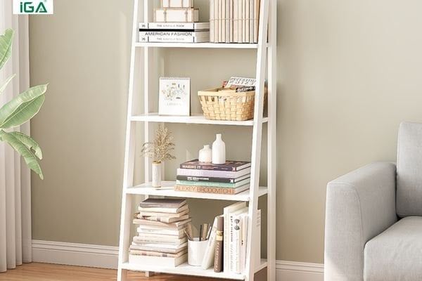 Kệ sách đứng màu trắng - Kệ sách 5 tầng - GP114