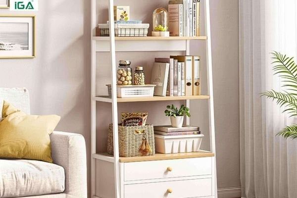 Kệ sách gỗ dáng đứng kết hợp tủ