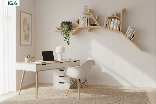 Kệ sách gỗ hình cây gắn tường