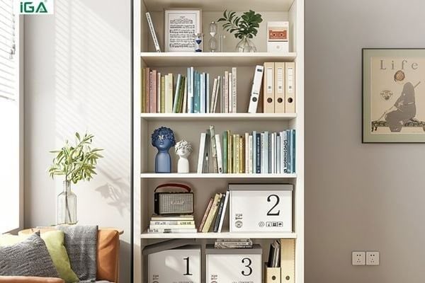 Kệ sách đứng màu trắng - Giá sách màu trắng - GP250