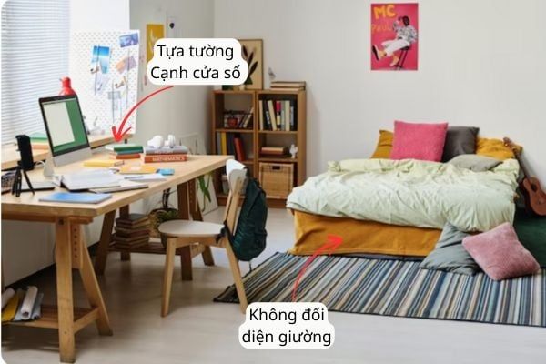 bố trí bàn làm việc trong phòng ngủ