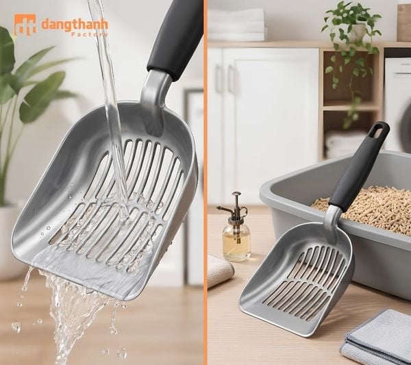Xẻng xúc cát mèo bằng nhôm chống bám mùi dễ rửa