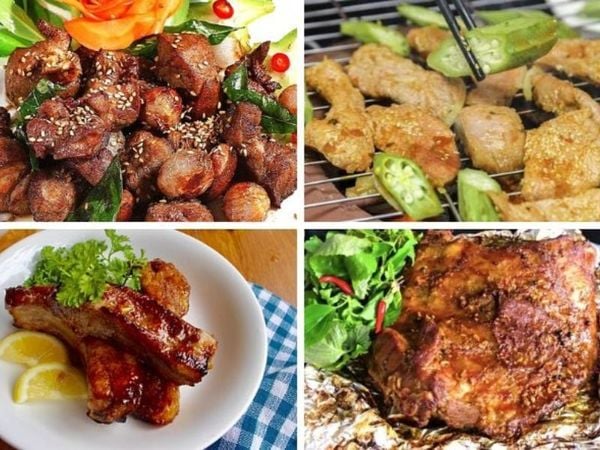 Bộ nguyên liệu ướp dê nướng phong cách Việt — riềng, sả, lá chanh, mắc khén, mẻ, ngũ vị hương theo công thức Chef Thái Râu