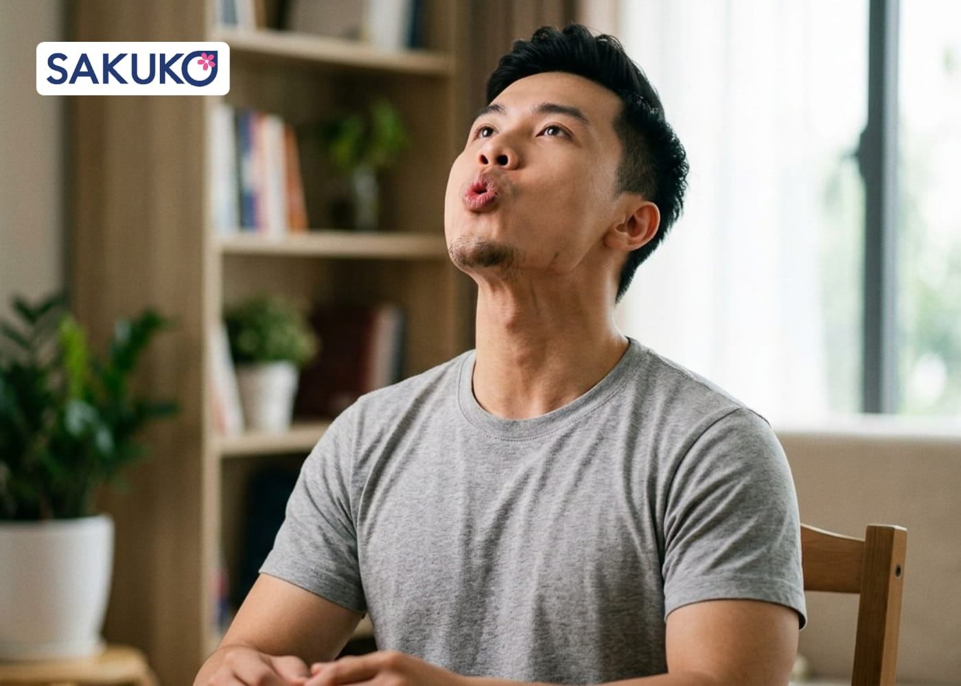 bài tập & massage giúp anh em gọn mặt Động tác huýt sáo