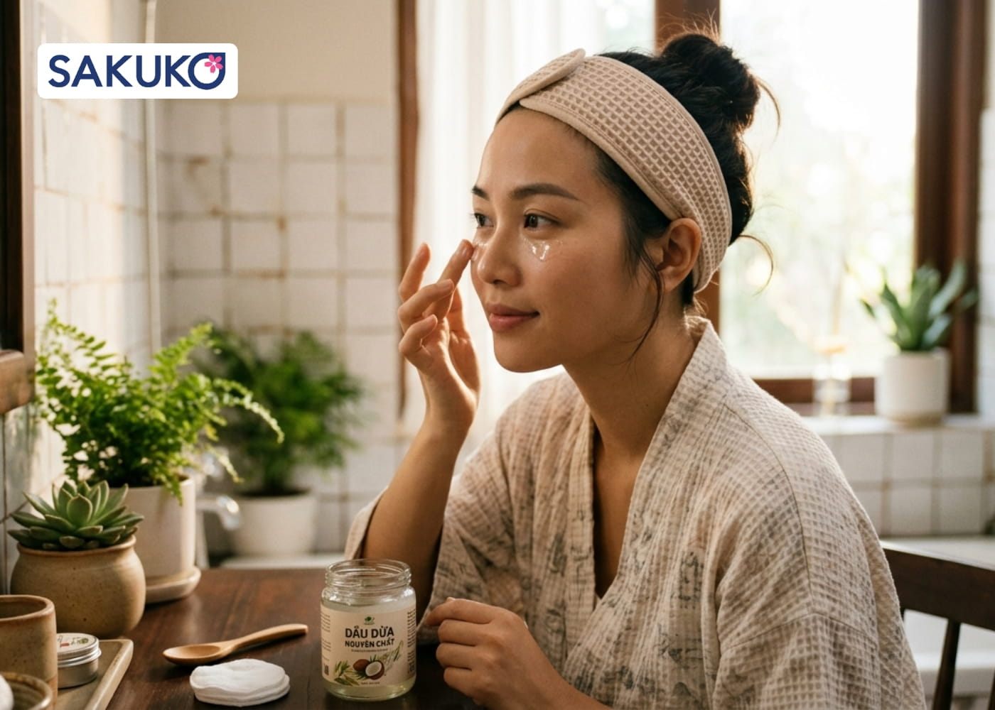 Cách làm trắng da mặt bằng dầu dừa Dưỡng sáng và phục hồi vùng da mắt