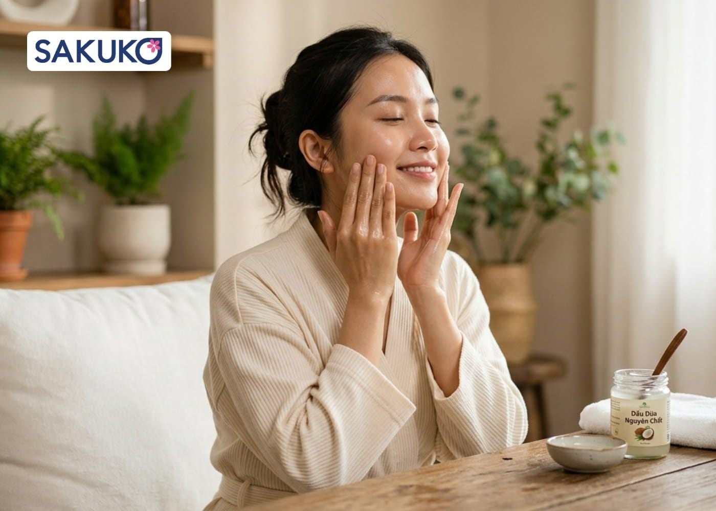 Cách làm trắng da mặt bằng dầu dừa Massage mặt với dầu dừa giúp da hồng hào, lưu thông máu