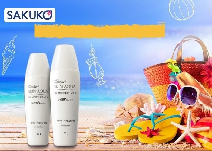 Sunplay Skin Aqua UV Moisture Milk kết cấu mỏng nhẹ dễ tệp vào da