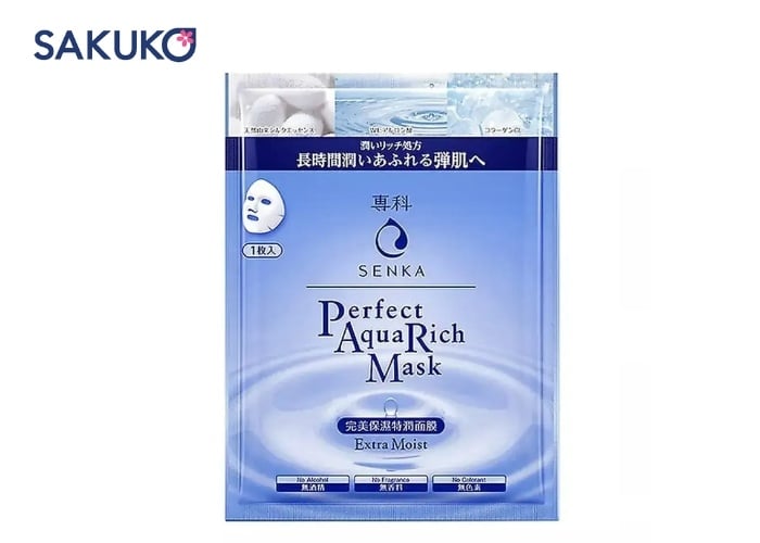Senka Perfect Aqua Rich Mask gấp đôi HA cho làn da căng mọng