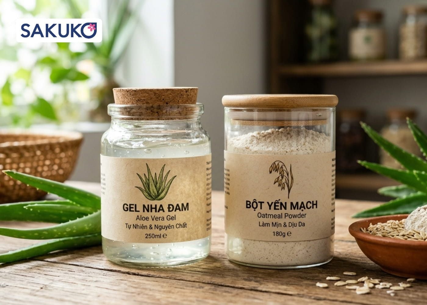 Mặt nạ Nha đam & Bột yến mạch: 