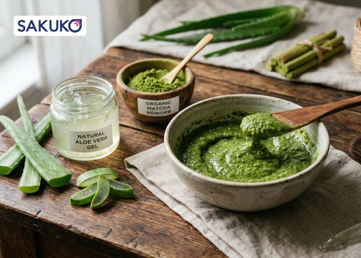 Mặt nạ Nha đam & Trà xanh: 