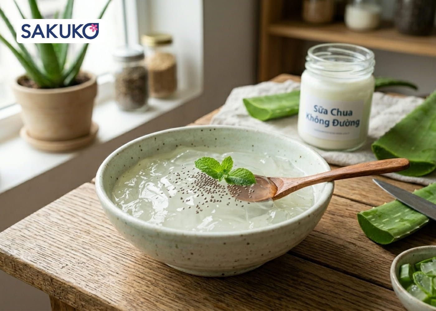 Mặt nạ gel Nha đam & Sữa chua không đường cho làn da mịn màng, sáng khỏe