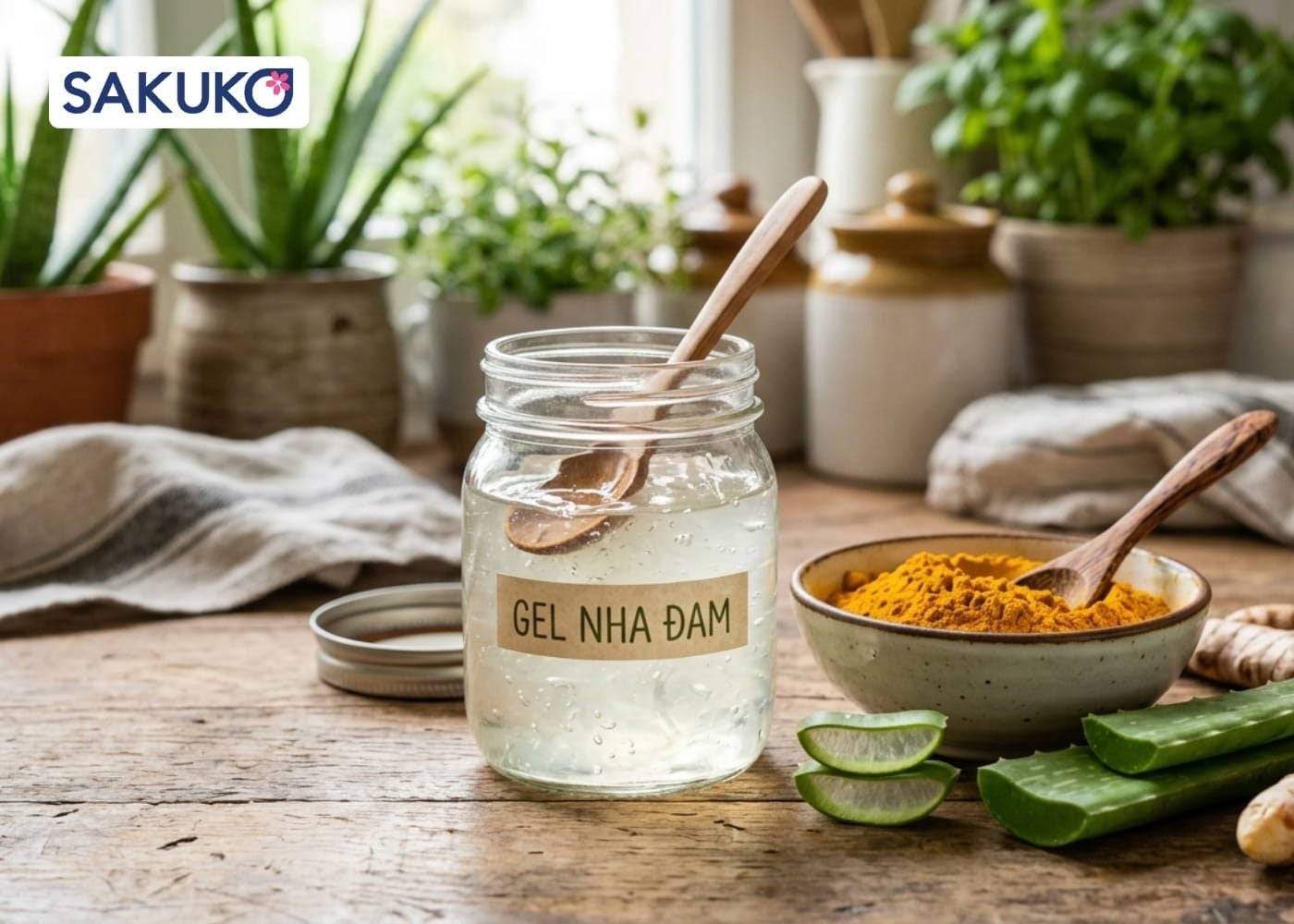 Mặt nạ Nha đam & Tinh bột nghệ: 