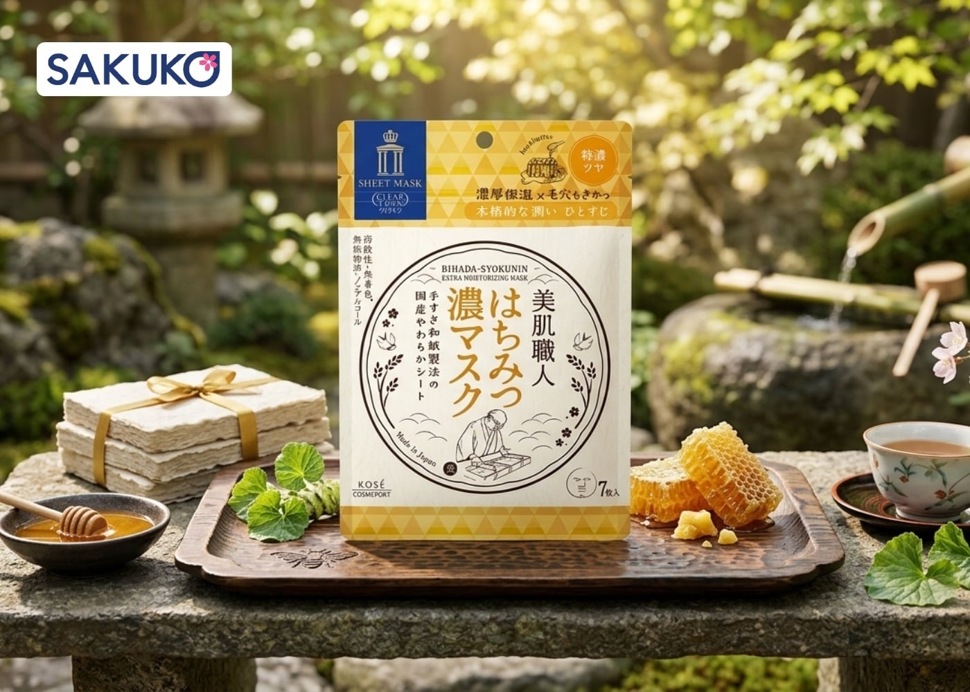Mặt nạ tái tạo KOSE Clear Turn Bihada Syokunin chiết xuất&nbsp;mật ong