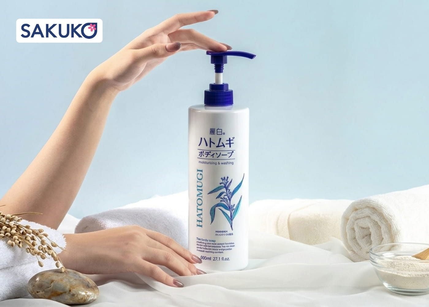 Sữa tắm trắng da Reihaku Hatomugi Ý Dĩ (800ml):&nbsp;Làn da toàn thân sáng mịn, ẩm mượt