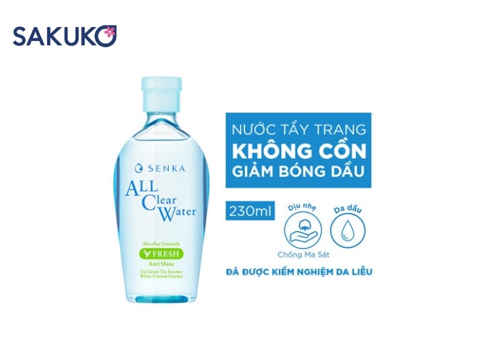 Nước tẩy trang cho da khô Senka All Clear Water Fresh (Nắp xanh dương)