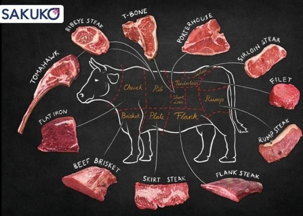 Sơ đồ các phần thịt của con bò