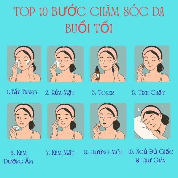 10 Bước Chăm Sóc Da Buổi Tối Với Hamie.vn
