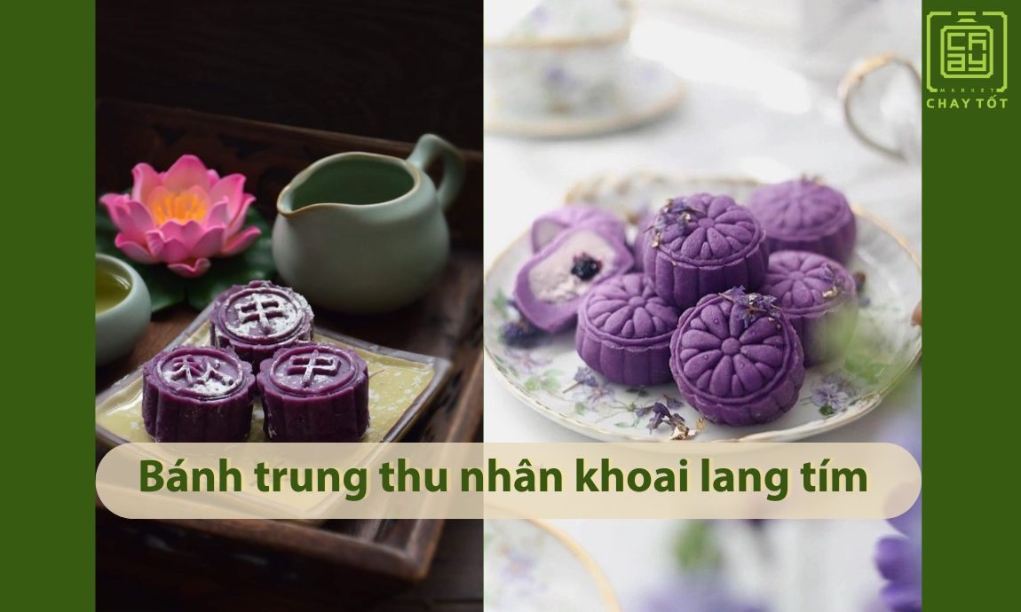 Bánh trung thu nhân khoai lang tím hương vị ngọt tự nhiên và mềm mịn