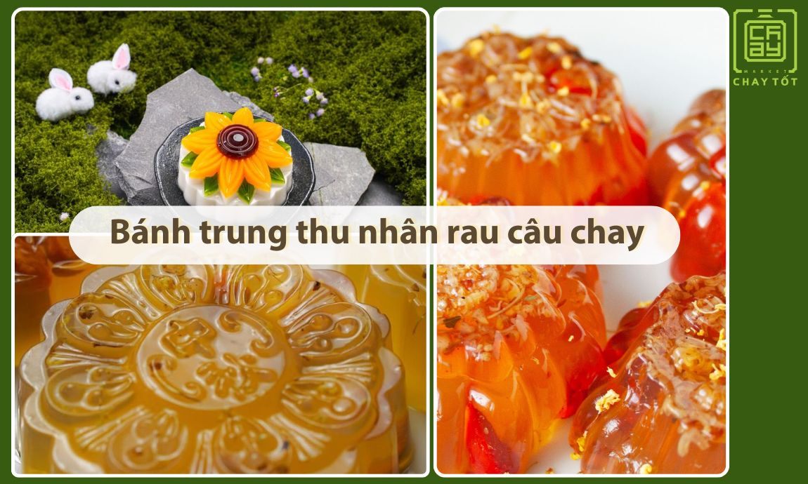 Bánh trung thu nhân rau câu chay lớp vỏ bánh mềm mịn