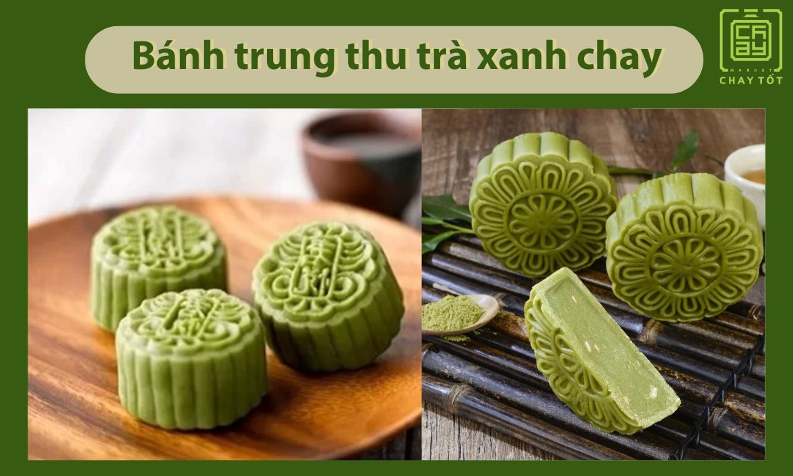 Bánh trung thu trà xanh chay vị ngọt nhẹ