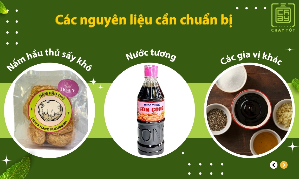 Các nguyên liệu cần chuẩn bị để làm beefsteak chay từ nấm