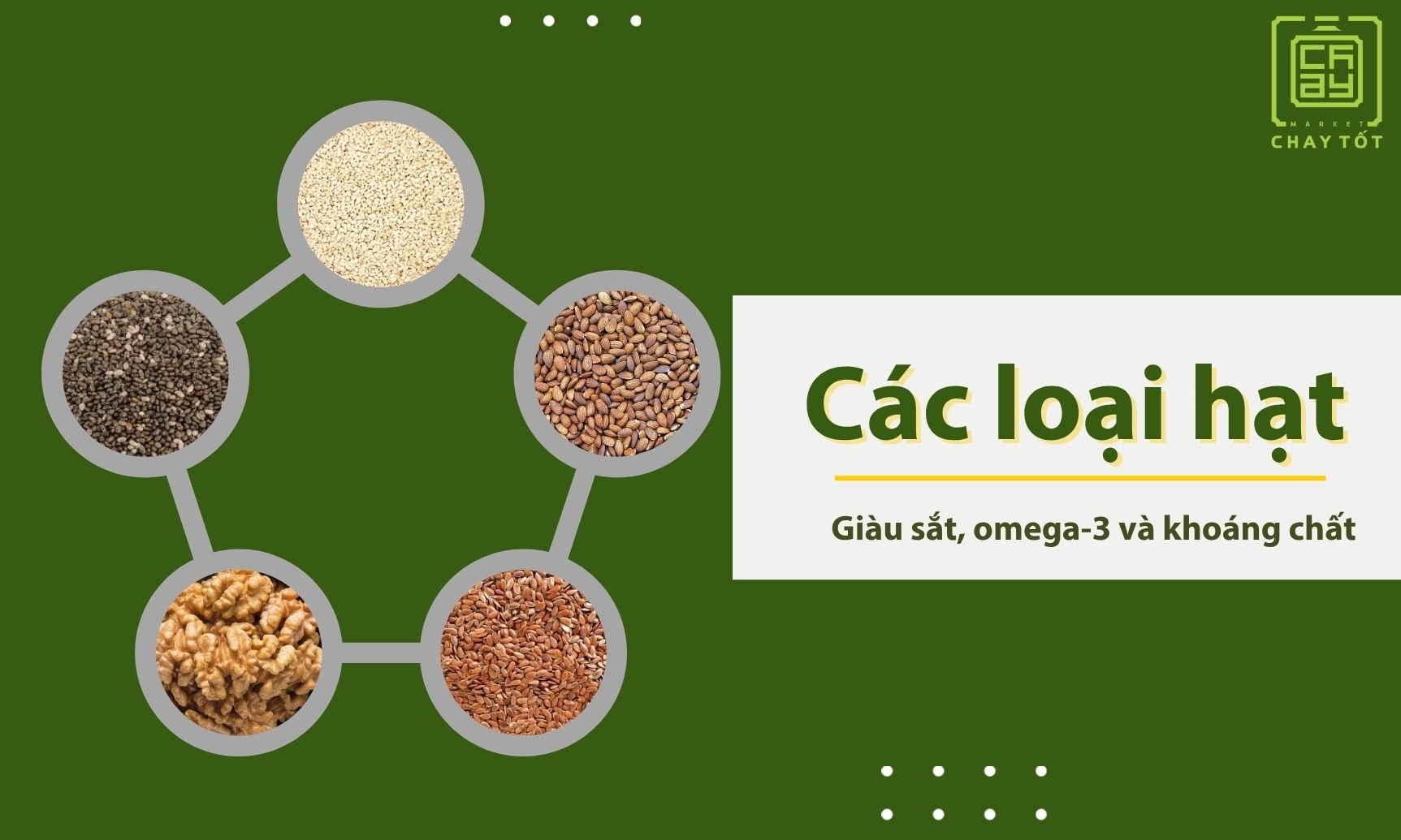 Các loại hạt là nguồn thực phẩm chay giàu sắt, omega-3, protein và khoáng chất