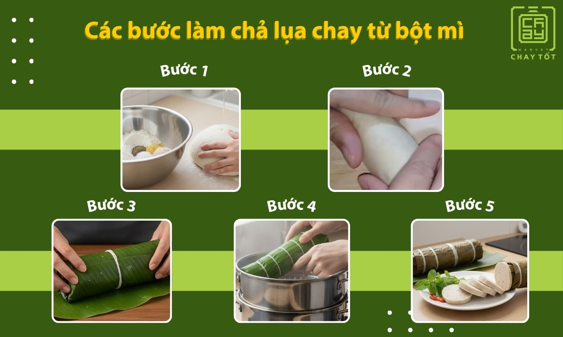 Cách làm chả lụa chay từ bột mì