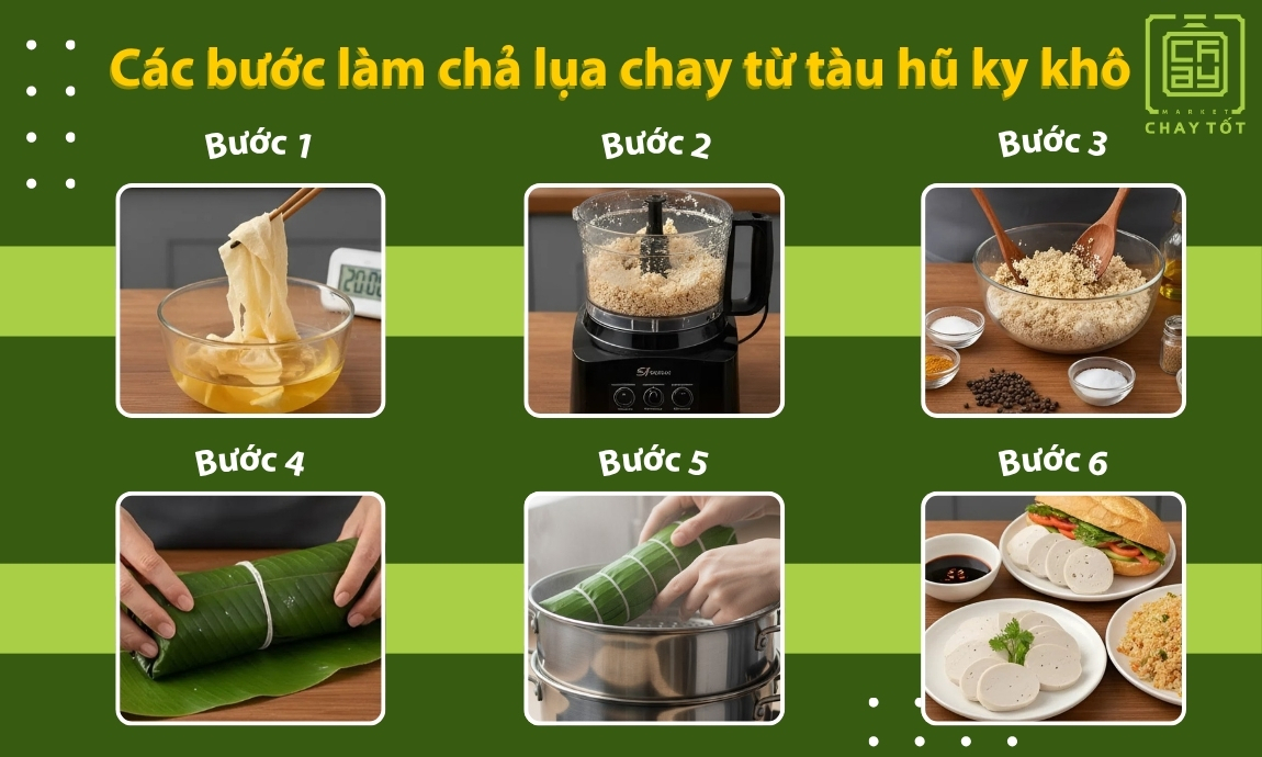 Cách làm chả lụa chay từ tàu hủ ky khô