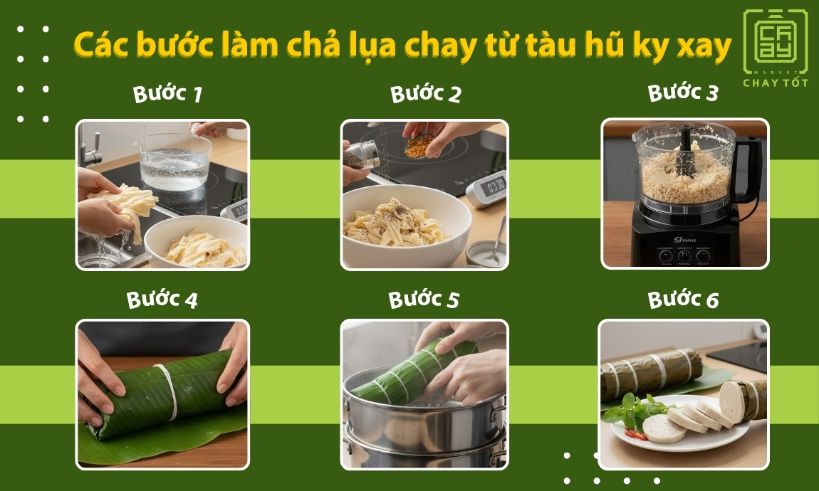Cách làm chả lụa chay từ tàu hủ ky xay