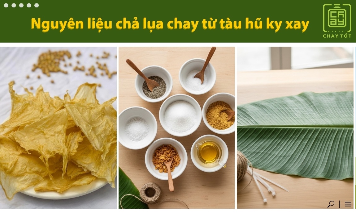 Nguyên liệu làm chả lụa chay từ tàu hủ ky xay