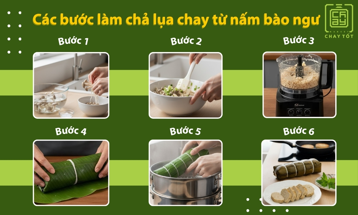 Cách làm chả lụa chay từ nấm bào ngư
