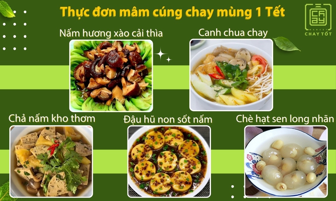 Thực đơn mâm cúng chay mùng 1 Tết mâm số 2