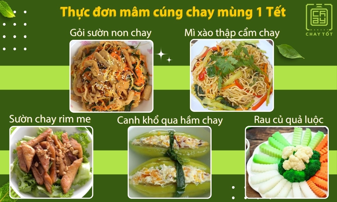 Thực đơn mâm cúng chay mùng 1 Tết mâm số 3