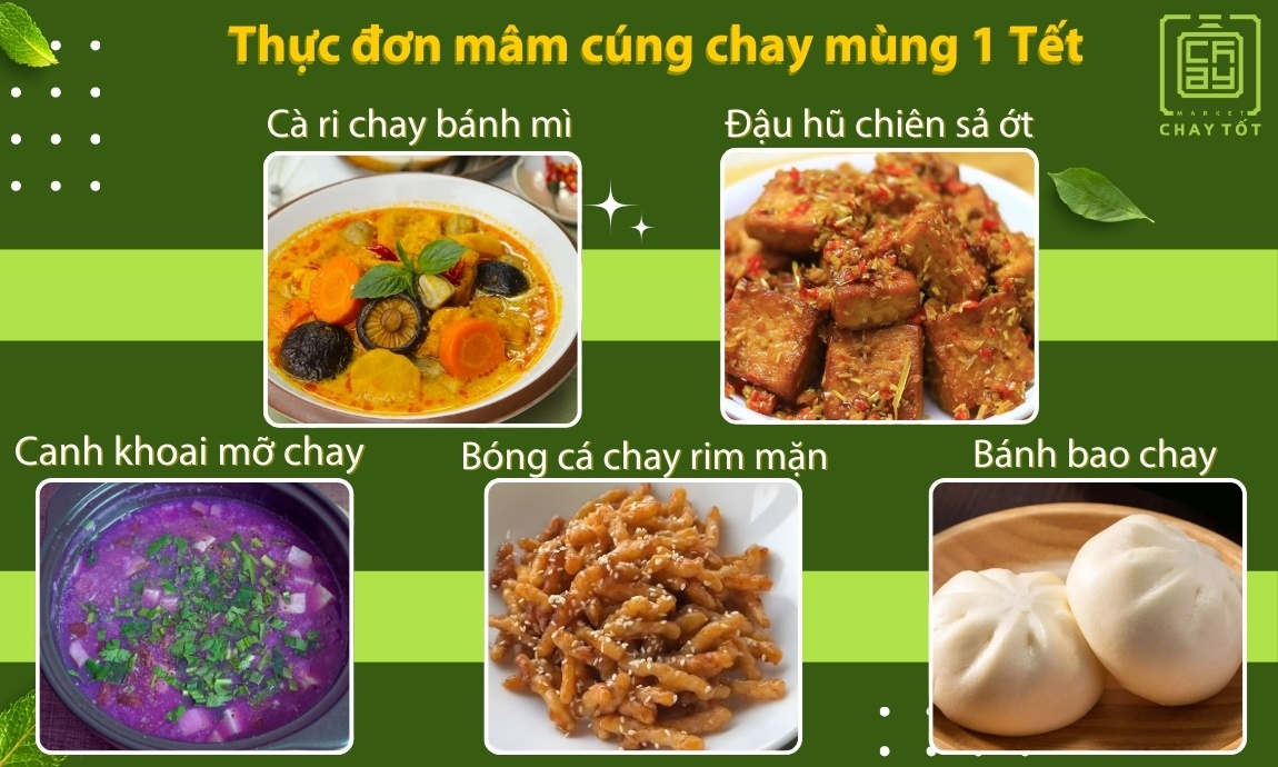 Thực đơn mâm cúng chay mùng 1 Tết mâm số 4
