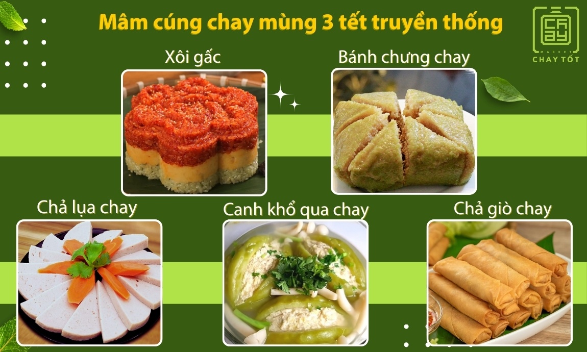 Thực đơn mâm cúng chay mùng 3 tết truyền thống