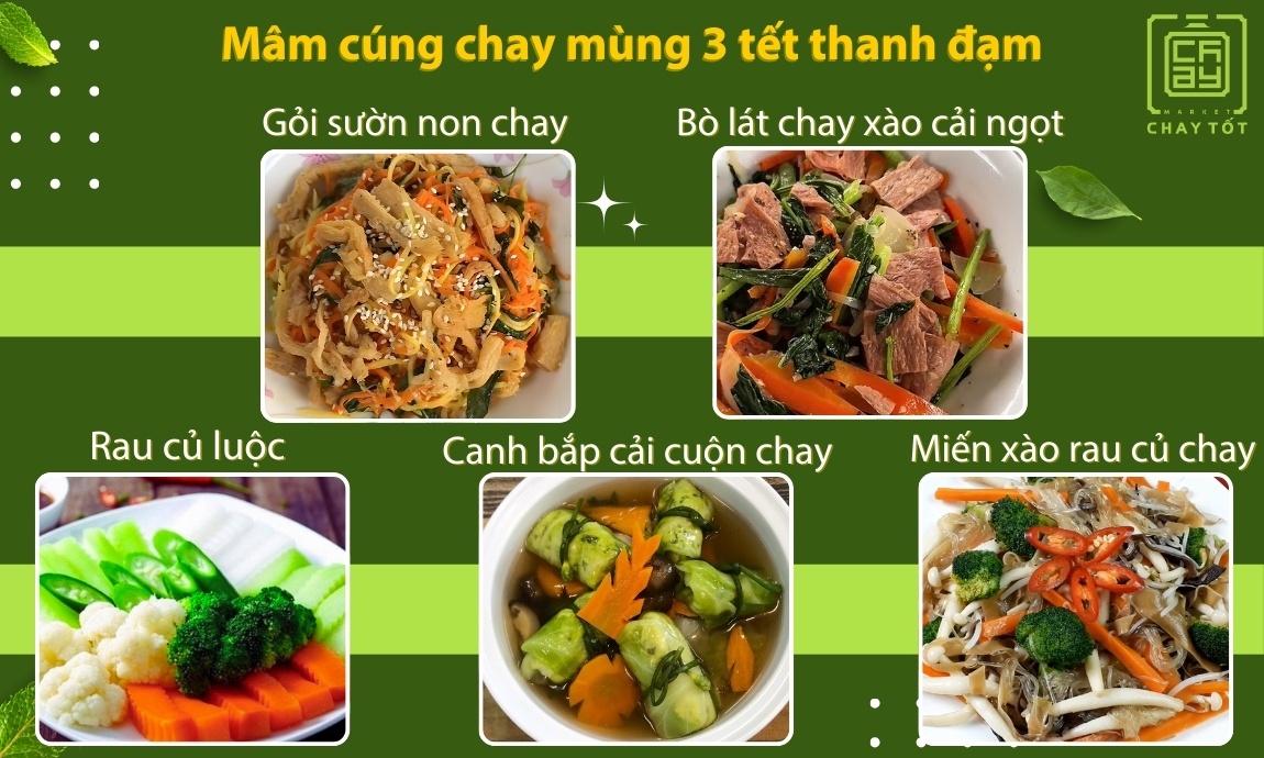 Thực đơn mâm cúng chay mùng 3 tết thanh đạm