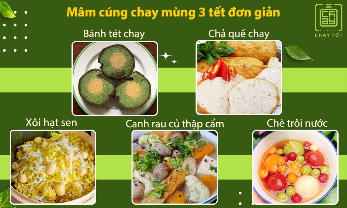 Thực đơn mâm cúng chay mùng 3 tết đơn giản