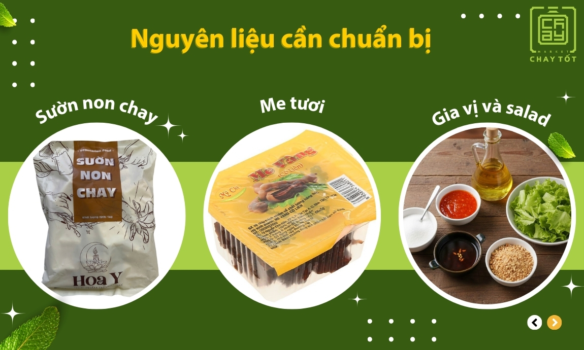 Nguyên liệu cần chuẩn bị làm sườn non rim me