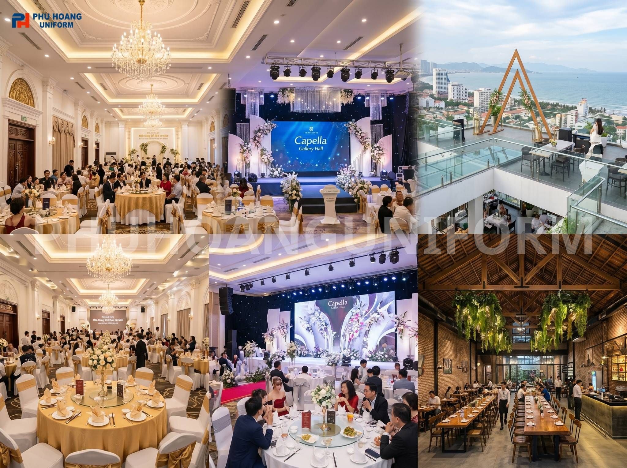 Toàn cảnh sự kiện trang trí khăn trải bàn sang trọng chuyên nghiệp