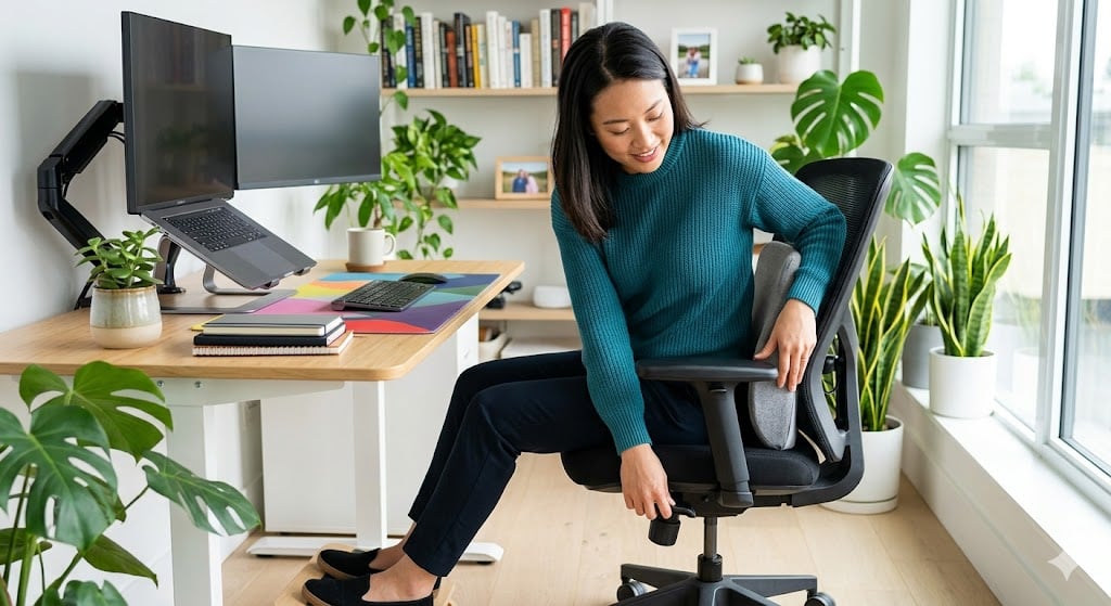 Setup Góc Làm Việc Tại Nhà Chuẩn Công Thái Học: Tối Ưu Ghế Và Vị Trí Đệm Ngồi