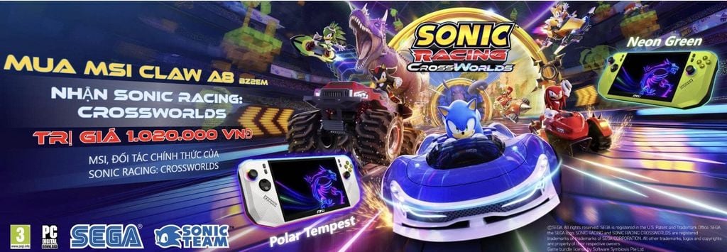 Mua MSI CLAW A8 BZ2EM Tặng Kèm Game Sonic Racing CrossWorlds