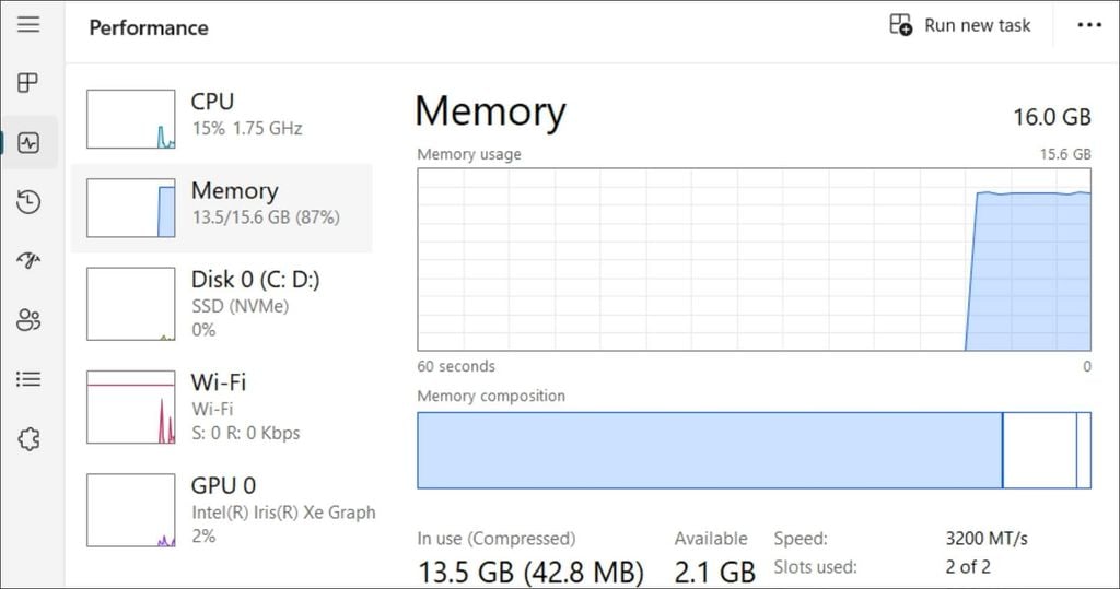 Xem cấu hình laptop bằng Task Manager