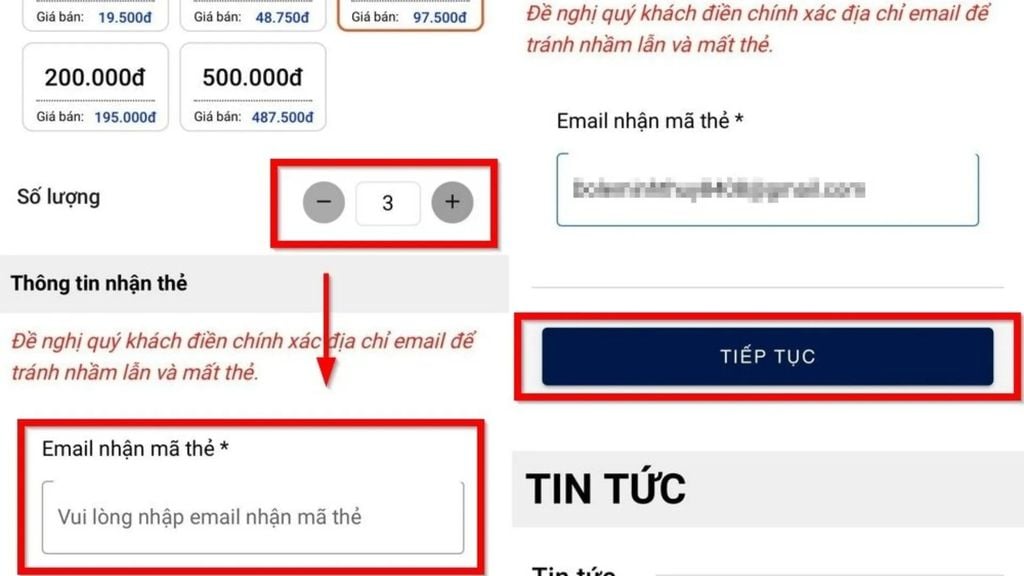 điền địa chỉ email vào để nhận thẻ garena