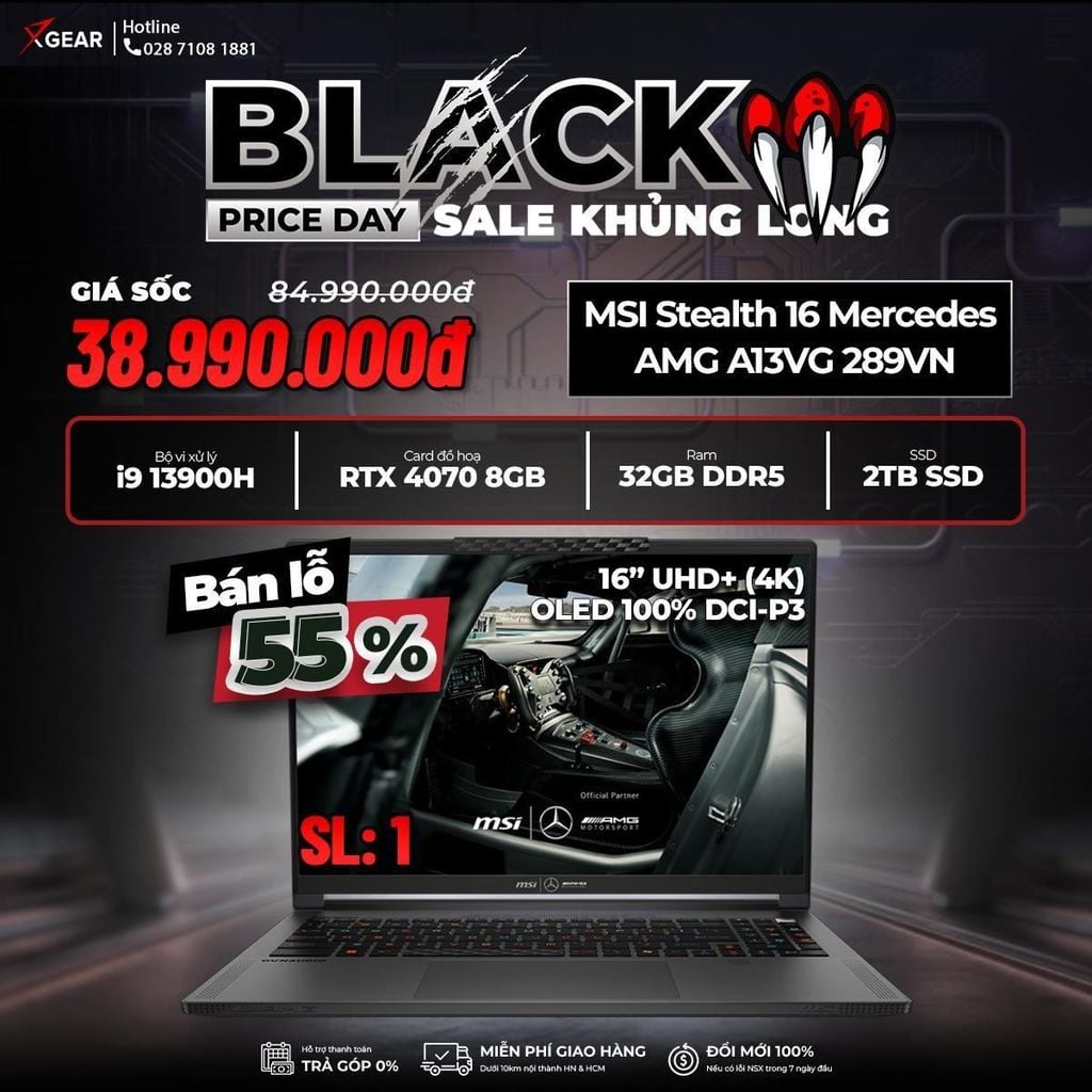 Laptop Gaming MSI Stealth 16 Mercedes-AMG Motorsport giảm 1 nữa